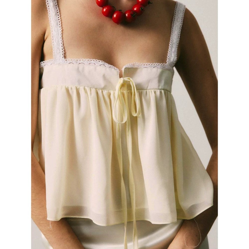 Zara Spring Loose Fit Boat Neck Sleeveless Camisole Top